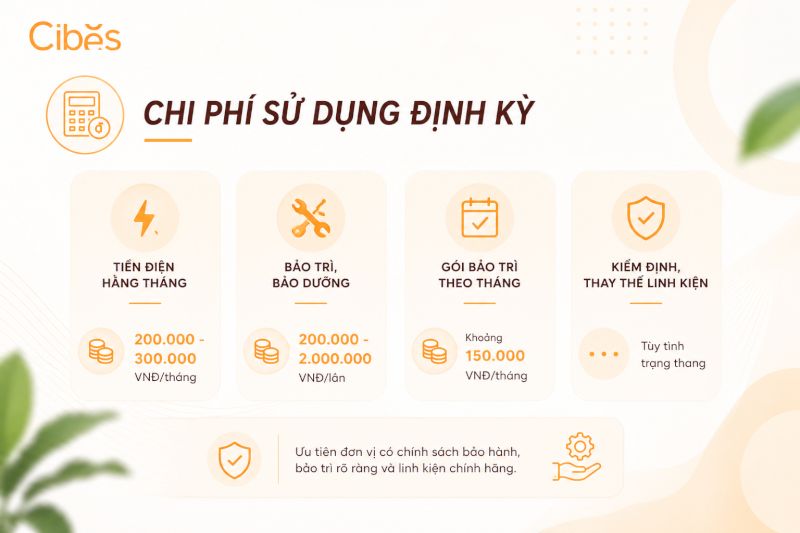 Các chi phí cần chi định kỳ sau khi lắp đặt thang máy gia đình