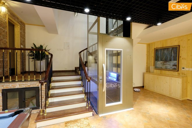 Thiết kế thang máy Cibes đồng bộ với kiến trúc nội thất tân cổ điển