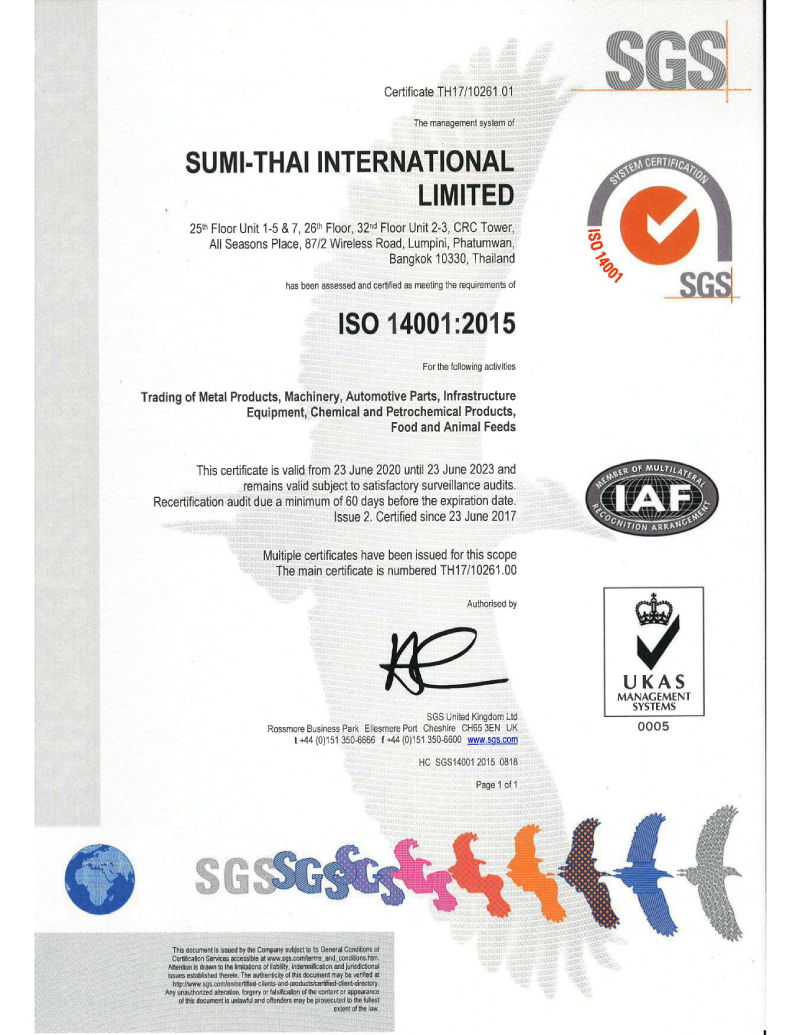 Ảnh minh họa giấy chứng nhận chất lượng tiêu chuẩn ISO 14001:2015 
