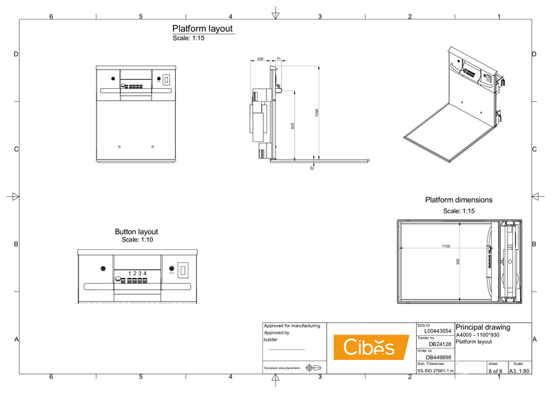 Bản vẽ kết cấu thang máy Cibes - giếng thang máy A4000