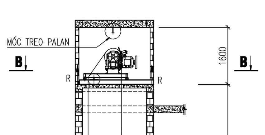 Bản vẽ móc treo pa lăng của thang máy sử dụng công nghệ cáp kéo