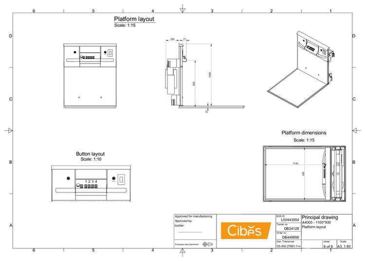 Bản vẽ kết cấu thang máy Cibes - giếng thang máy A4000