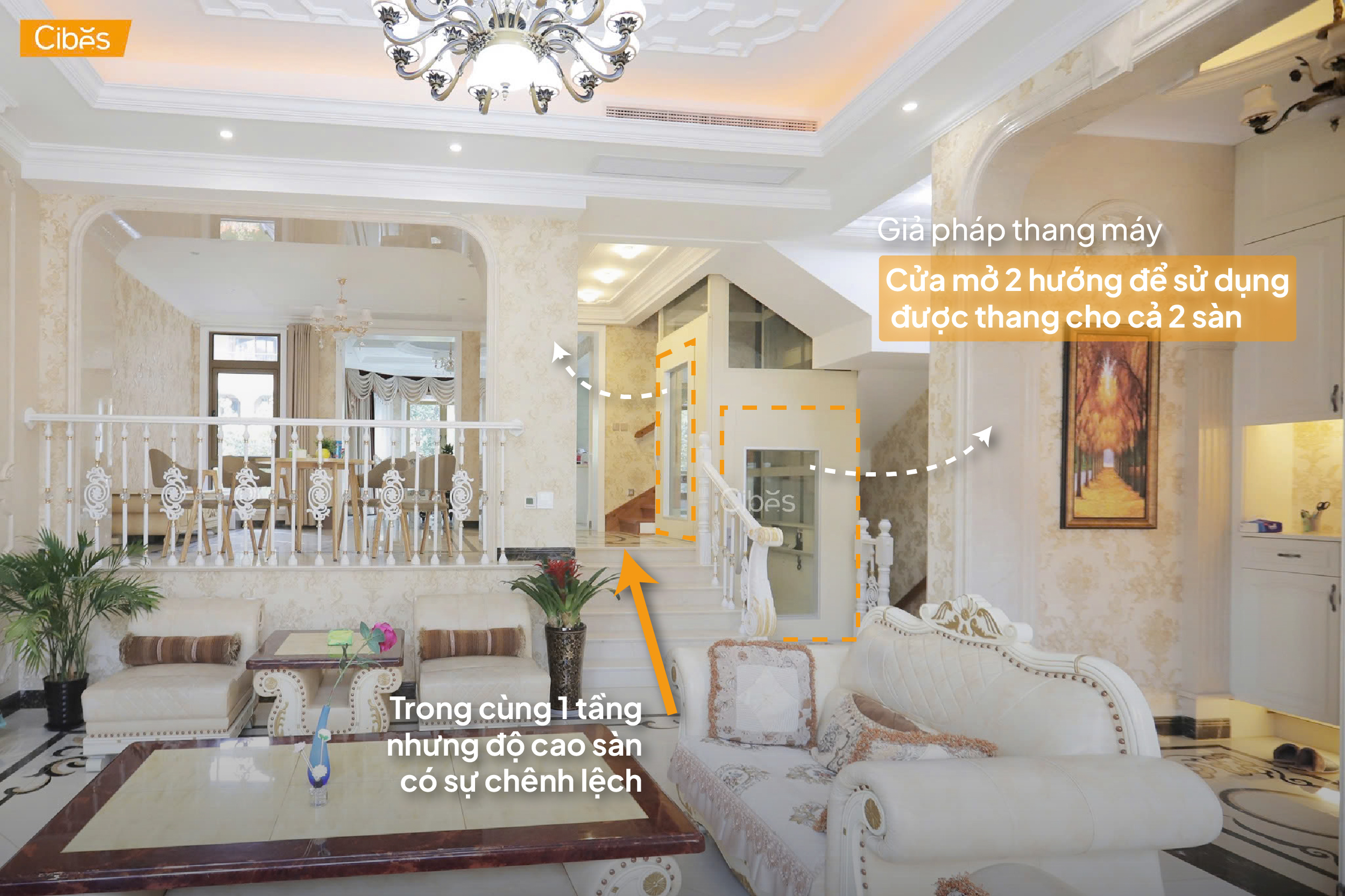 Hoàn toàn có thể lắp đặt thang máy cho nhà lệch tầng