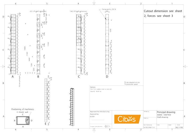 Bản vẽ sơ lược thang máy gia đình kích thước nhỏ nhấ