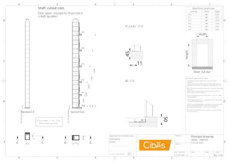 Bản vẽ thang cầu thang máy loại nhỏ 