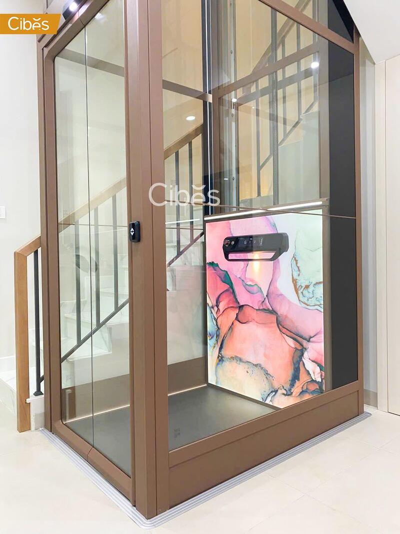 Thang máy gia đình loại nhỏ Voyager Aurora V80i với họa tiết độc đáo