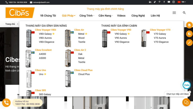Cibes - Thương hiệu thang máy trục vít đến từ Thụy Điển