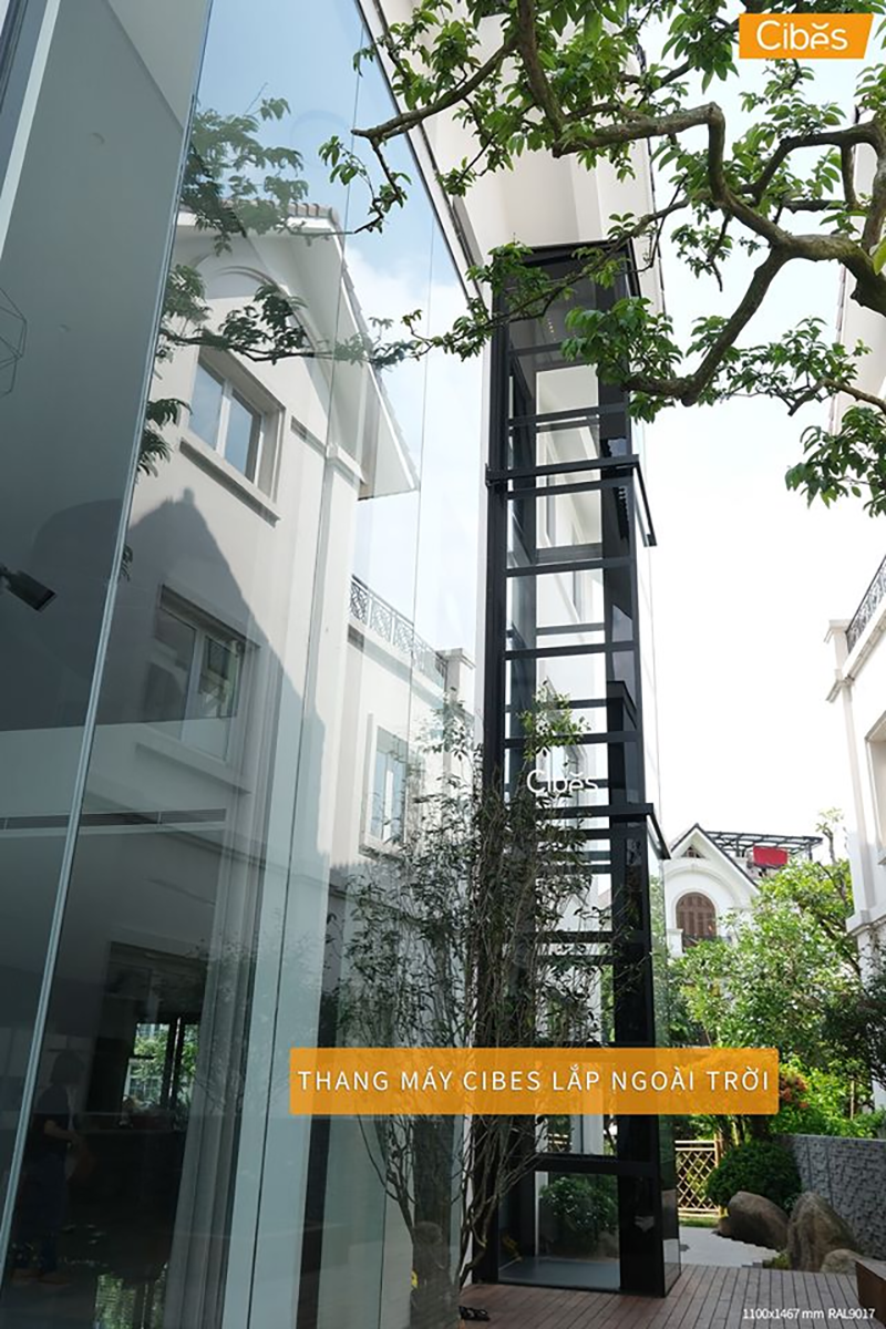 Lắp thang máy ngoài trời cũng là một phương án có thể đáp ứng mong muốn của gia chủ