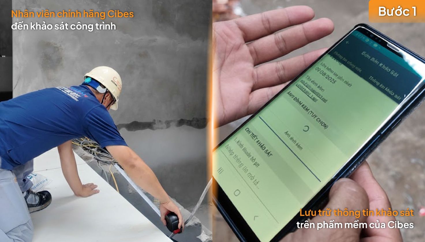 Bước 1: Khảo sát và đo đạc thực tế