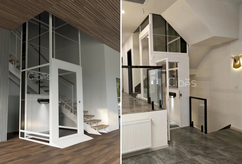 Thang máy Cibes Air Wood với tone màu gỗ ấm cúng, đầy sang trọng 