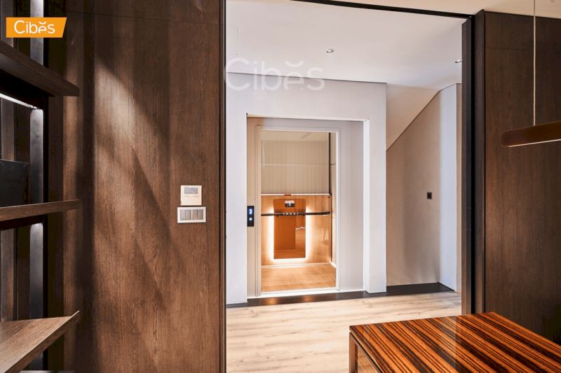 Thang máy Cibes Air Wood với tone màu gỗ ấm cúng, đầy sang trọng 